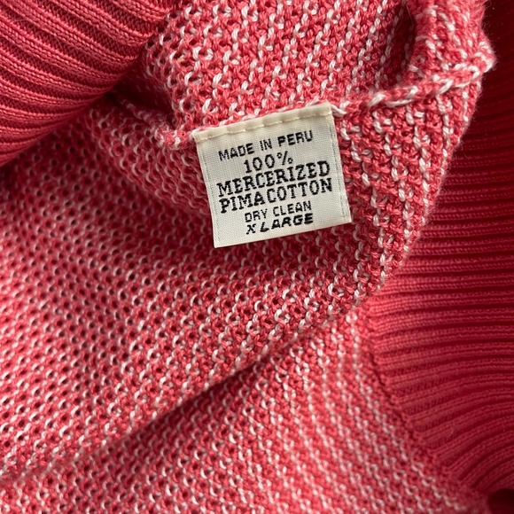 Mens Andean V Neck Sweater Coral White Knit XL - Picture 11 of 12